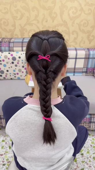 小女孩麻花辫这样编,好看又有纹理#盘发教程#编发教程#儿童编发#儿童发型#日常儿童编发