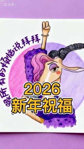疯狂动物城夏奇羊2026年新年祝福 #疯狂动物城 #疯狂动物城夏奇羊 #新年祝福新玩法 #跟着抖音学画画 #绘画教程