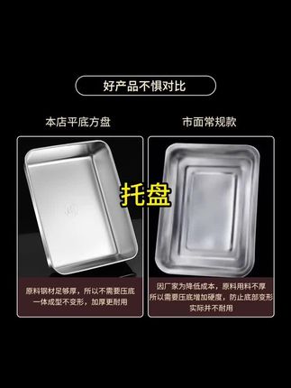 #托盘 #托盘推荐 #凉菜盘 #凉菜盘子 #盘子 【拍一发三带盖子】不锈钢长方形托盘烤鱼凉菜盘菜盆家用托盘鸭脖盘