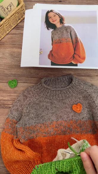 心橙套衫 同款花纱细支毛线#毛线 #儿童背心毛衣教程 #粗线麻花毛衣 #开衫外套 #毛线编织教程