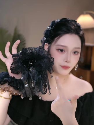 新款网纱原创发夹气质风重工抓夹女后脑勺发卡头饰#头饰发饰 #发饰发夹 #发饰 #头饰搭配