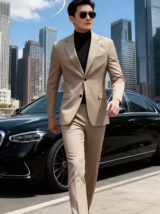 男神老板们~男人可以不帅,但是衣橱一定有一套这样的西服套装,出门撑场面的战袍,这套超帅的休闲西装一定要入手!痞帅风格潮流时尚,高级感满满,穿上身特别有型,面料柔软舒适版型修身,无论是商务恰谈休闲娱乐聚餐,尽显气质与品味#西服套装#潮流时尚#痞帅穿搭#男士穿搭#品质男装@DOU+上热门