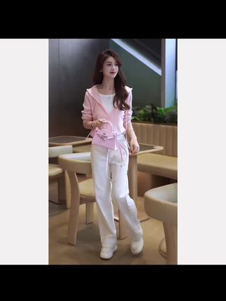 轻奢高级感简约假两件连帽针织衫女春季新款时尚气质减龄百搭上衣#每日分享 #每日更新穿搭 #穿出高级感