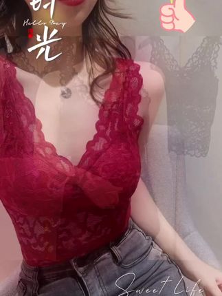 #312时尚百搭内穿无需内衣自带胸垫蕾丝背心舒适女背心打底美背