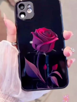适用于vivo X80暗红玫瑰简约全包防摔手机壳钢化玻璃网红创意女款#手机壳 #手机壳推荐