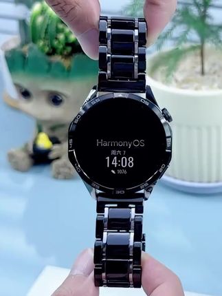 适用华为Watch5/GT4手表带2/3pro五株陶瓷buds高级感耐磨黑色轻奢#华为表带#华为gt4表带#华为gt3表带#华为手表表带 #华为手表表带watch3