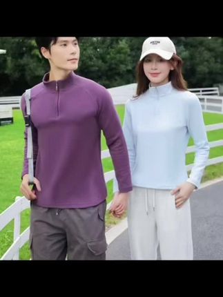 秋冬情侣运动瑜伽热能软壳衣半拉链立领简约百搭保暖卫衣-X