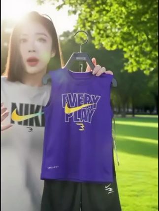 Nike 3BRAND儿童夏季运动背心短裤T恤透气无袖套装RWB-KS-1256#背心套装#运动穿搭@DOU 小助手