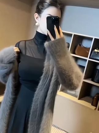 半高领网纱气质打底衫女春秋季百搭洋气修身显瘦长袖T恤内搭上衣#时尚穿搭 #打底衫#百搭上衣