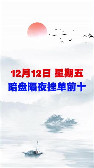 12月12日暗盘隔夜挂单 #财经