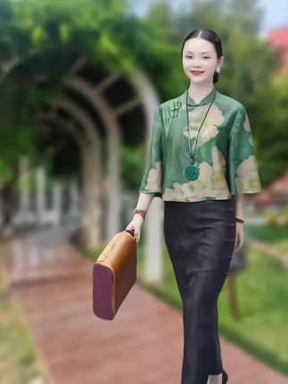 新中式国风缎面上衣 中式国风,香云缎面牡丹印花七分袖,短外套,春夏新款傣味上衣#上衣##缎面 #傣味 @巨量千川 @抖音小助手