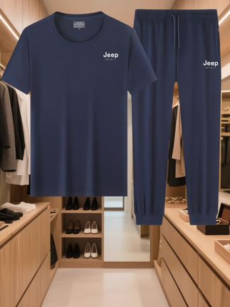 jeep吉普运动休闲套装男士夏季运动套装,现在买很划算!#男士短袖套装 #运动套装 #品质男装 #休闲套装