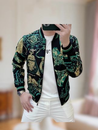 2025春季新款欧货时尚网红个性印花修身帅气短款棒球服夹克外套男#夹克外套 #外套 #棒球服 #穿搭 #男士穿搭