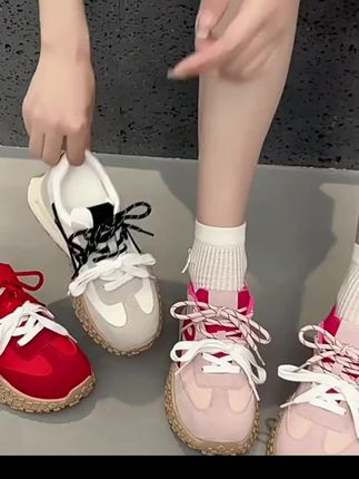 【红色:/ 厚底德训鞋小个子内增高小白鞋女鞋2025夏季新款运动鞋休闲】