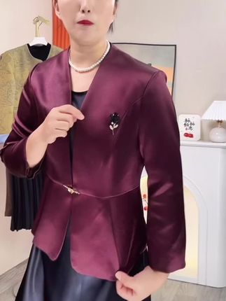 喜婆婆婚宴礼服装2025新款紫色高贵两件套连衣裙妈妈秋装十月可穿#时尚妈妈装 #时尚#时尚穿搭 #女装新品日 #女装