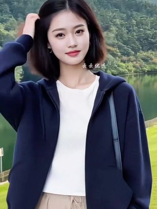 2025秋季新款开衫宽松型纯色卫衣休闲韩版百搭减龄加绒设计感外套#优雅气质 #外套穿搭 #高级感穿搭 #减龄气质 #韩系穿搭