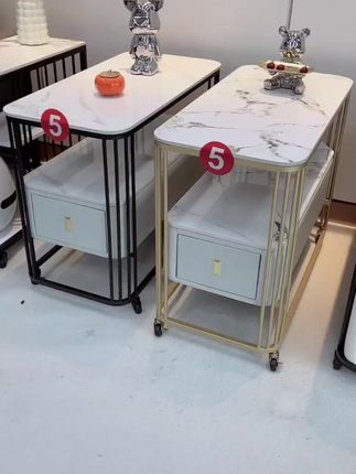 意式轻奢沙发边柜侧边柜现代简约客厅阳台岩板边几角几带轮抽屉