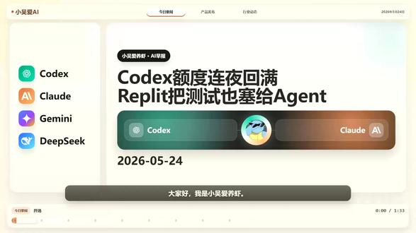 Codex连夜重置额度 Codex 额度异常刚修好,iPhone 模拟器调试、Claude Code 快更、Replit 自动测 bug 也都来了。#AI资讯 #Codex #ClaudeCode #人工智能
