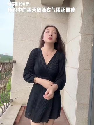【黑天鹅】泳衣连体裙式钢托性感度假海边温泉遮肉显瘦女 NL22166#泳衣#显瘦连衣裙#时尚泳衣#洋气泳衣#气质泳衣