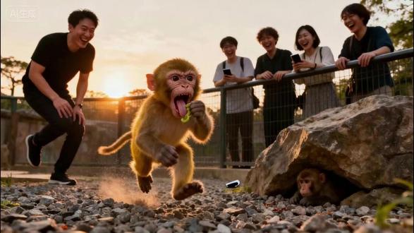 猴子张着嘴睡觉,游客竟喂它吃芥末,猴子反应真是太搞笑!