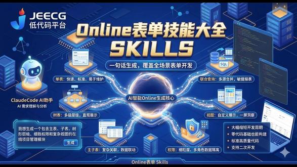 一句话生成表单!Claude + Online表单实战演示 你还在一个字段一个字段地手动配置 Online 表单?太低效了。
AI 时代,一句话就能生成专业级在线表单。本视频带你实战演示 Claude Code + Online 表单,通过自定义 Skills 实现"提示词即表单"——单表表单、主子表、树表、权限控制、视图配置,输入一句话,直接生成,全程无需手动拖拽配置。#JeecgBoot #AI表单 #AI智能表单 #在线表单