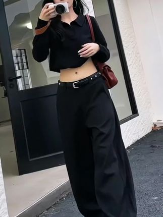 #女装穿搭 气质直筒弯刀西裤2025年秋季新款显瘦百搭纯色高级感休闲裤#自拍日常 #洋气优雅很漂亮#直筒弯刀裤