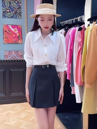配腰带西装半身裙女秋季2025新款高腰显瘦包臀短裙a字裙防走 #上热门 #新款上新 #高级感穿搭