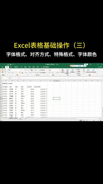 excel表基础教学之如何设置字体格式和颜色? excel表格如何设置字体格式以及字体的对齐方式,excel表特殊格式设置以及字体颜色设置。#excel技巧 #excel教学