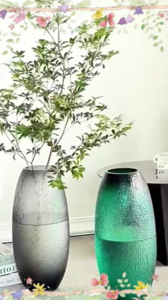 玻璃花瓶 轻奢玻璃花瓶大号马醉木插花龙柳银柳雪柳客厅落地透明桌面摆件#龙柳插花 #家居装饰 #摆件搭配 #插花艺术 #室内装饰