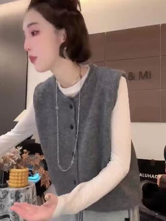 羊驼毛针织时尚百搭马甲#时尚搭配服装 #我家衣服最美