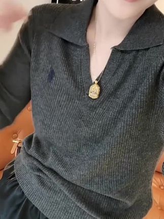 长袖针织衫女小个子穿搭显瘦毛衣打底衫#打底衫 #打底衫推荐 #毛衣打底衫