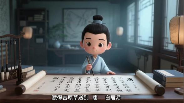 《赋得古原草送别》解析 #古诗词的魅力 #古诗文 #古诗配画 #小朋友看古诗 #我就这样开启2026