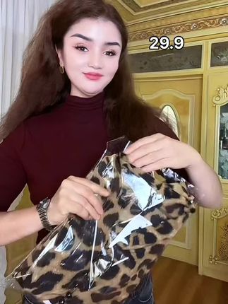 欧美风洋气设计绑带收腰V领灯笼袖衬衫宽松显瘦休闲豹纹印花上衣 #女士们给你们推荐.