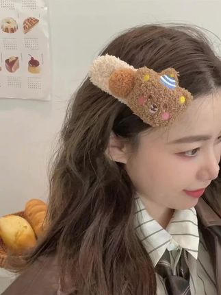 #毛绒小熊女款发夹 #毛绒小熊大号鸭嘴夹#女#秋冬可爱发夹#后脑勺发卡
