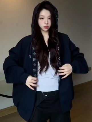 FDR同款老爹印花开衫连帽卫衣外套男女秋季潮印花拉链连帽卫衣 #百搭外套