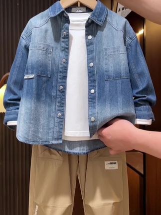 #高品质童装 #每日童装穿搭分享 #牛仔衬衫 #男童穿搭#被秋日氛围感穿搭拿捏了