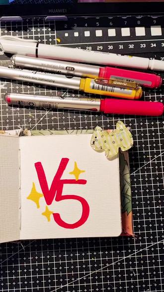 恭喜你学会了画「V5」表情包#简笔画 #一学就会系列 #一起学画画 #跟着抖音学画画 #画画