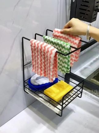 【全新升级】壁挂台式两用厨房抹布架沥水置物架收纳各种洗刷工具  【#全新升级】#壁挂台式两用厨房抹布架沥水置物架#收纳各种洗刷工具
