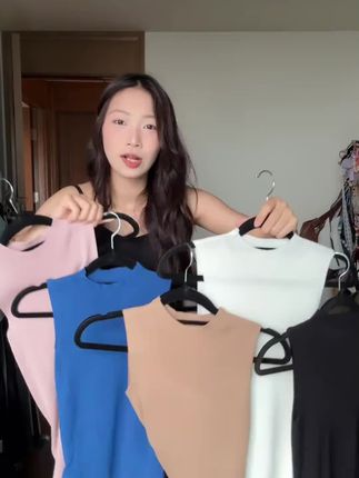 法式圆领无袖针织背心女2025夏新款高级感上衣#我的ootd穿搭 #今日穿搭 #高级感穿搭 #休闲穿搭 #辣妹穿搭