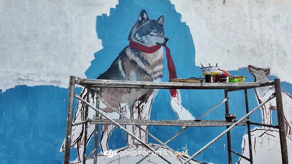 今天画格林.#墙绘 #壁画师