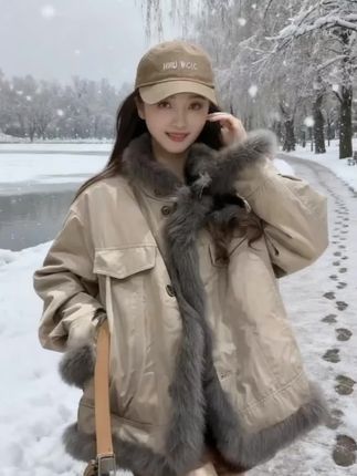 #保暖穿搭 #秋冬穿搭 #休闲舒适 #皮草穿搭 #派克服