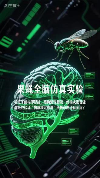果蝇全脑仿真系统 果蝇全脑仿真实验验证了结构即智能、结构涌现智能、结构决定智能,人类离最终验证“物质决定意识”终极命题还有多远?#生命科技 #未来科技 #科幻 #生命科学 #全脑仿真