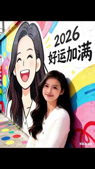 你试过和自己的卡通形象合照吗?豆老师会给你答案 #2026涂鸦好运 #豆包ai #豆包P图已经nextlevel了 #ai特效韩系照