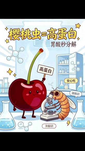 吃樱桃吃到小白虫,别慌这是果蝇给你的最干净的蛋白质 #吃樱桃 #樱桃有虫 #趣味科普 #吃虫子