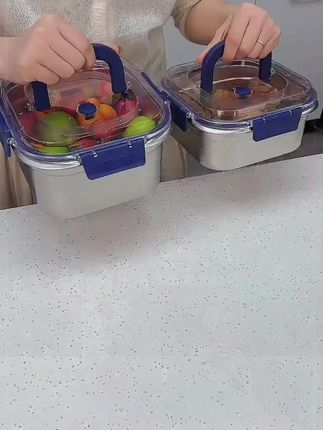 316不锈钢【2500ML】保鲜盒家用密封收纳手提野餐水果餐盒冷藏储物1#家用保鲜盒 #冰箱收纳盒食品级 #保鲜盒 #食物保鲜 #蔬菜水果保鲜