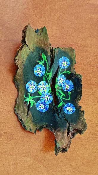 教你画野外蓝色花小精灵#创作灵感 #丙烯画 #原创手绘 #画花教程