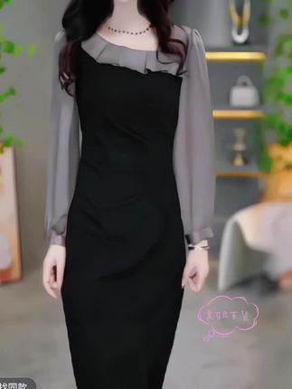 #热点榜【TW】秋季新款气质显瘦时尚设计感拼接减龄收腰显瘦洋气连衣裙2077