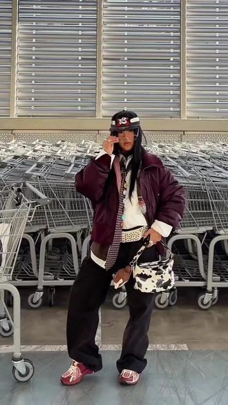 狂欢季新潮新品 Azure Lisseur"CHERRY"酒红
色亮面尼龙棉服短款飞行员夹克外套#外套穿搭