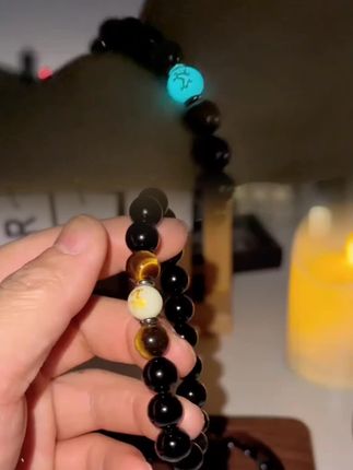 不锈钢陶瓷手链 夜光十二生肖手串曜黑珠属相高级手腕配饰