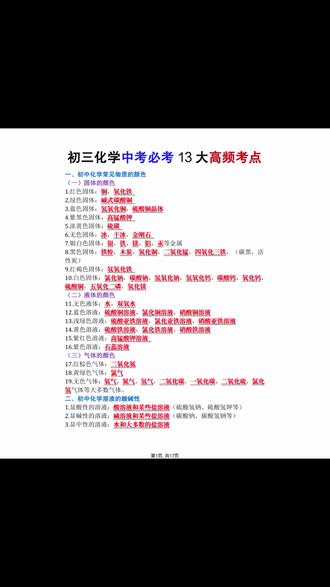 2026年九年级中考化学通用高频考点方程式实验操作考点总结共17页 #化学考点 #方程式汇总 #实验操作 #初三复习 #中考化学